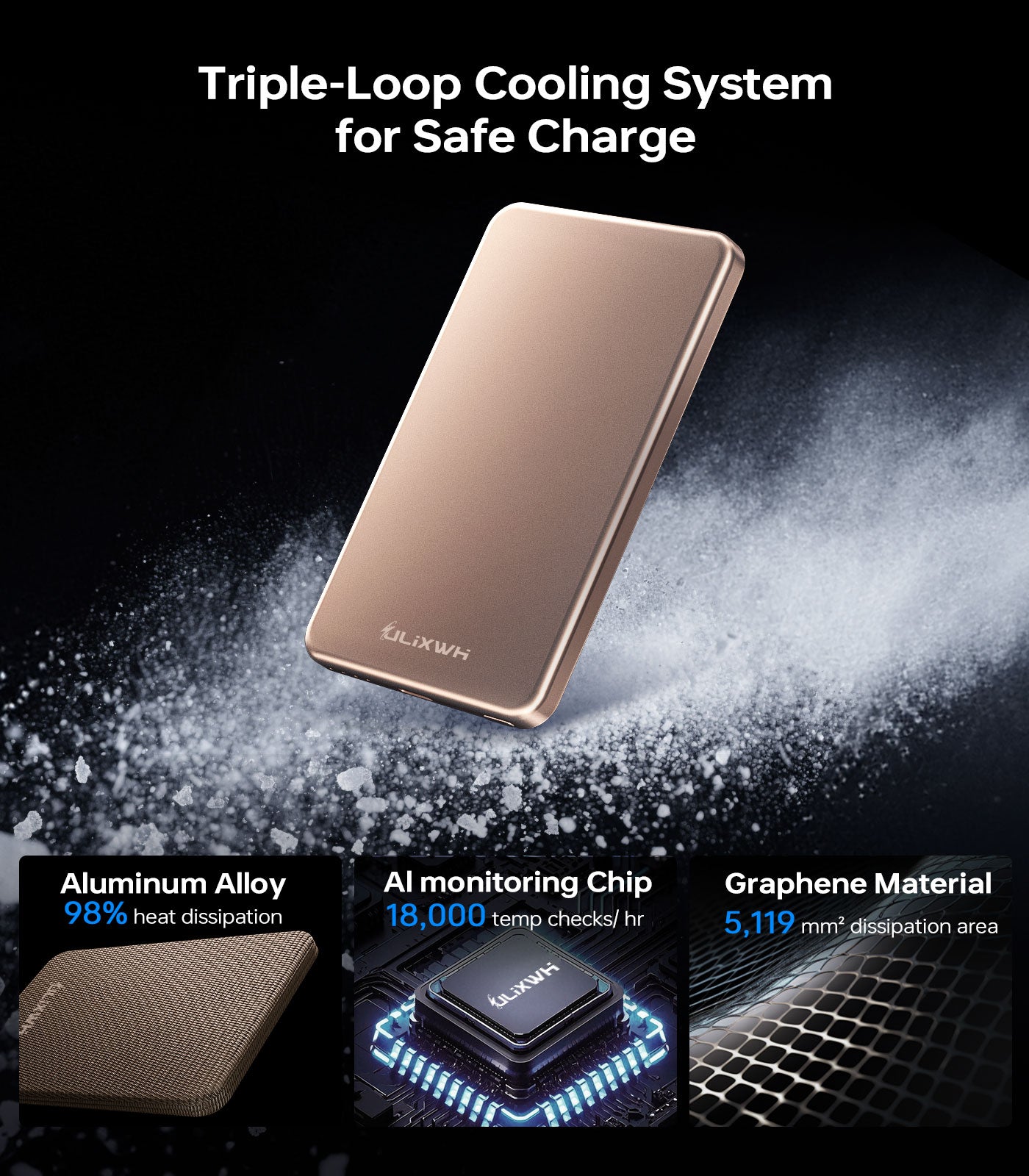 ULiXWH MagS-1 Power Bank (5000mAh, Slim, All-alloy, Gold)