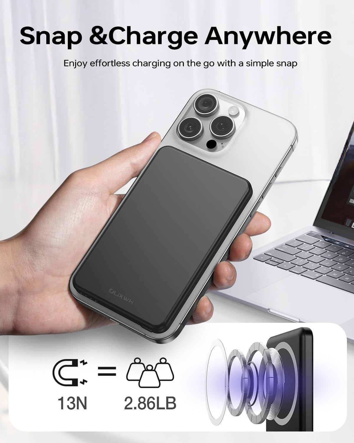 ULiXWH MagS-1 Power Bank (5000mAh, Slim, Black)