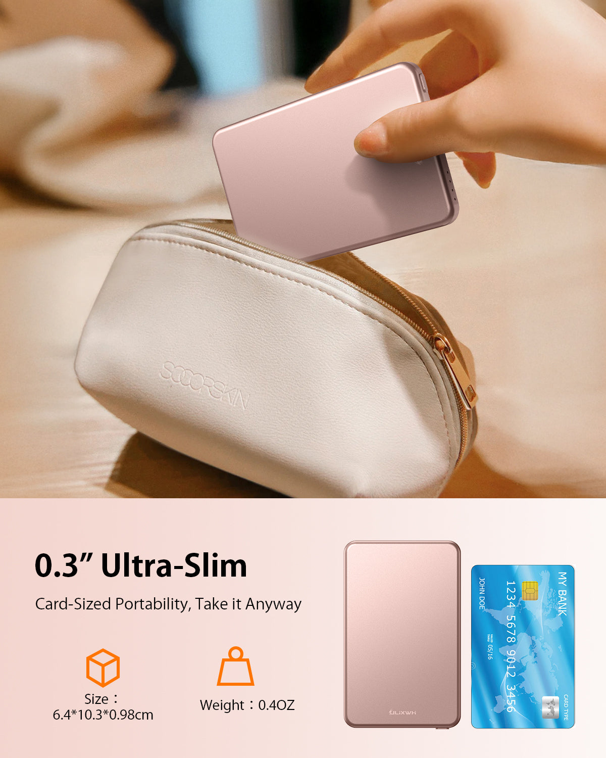 ULiXWH MagS-1 Power Bank (5000mAh, Slim, All-alloy, Pink)