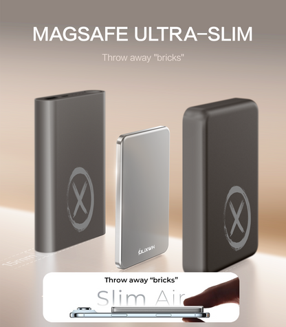 [0.3" Ultra Slim] [Alloy-Made] ULiXWH for Magsafe Portable Charger for iPhone, 2026 Upgrade 5000mAh Fast Charging Magnetic Power Bank, Wireless Battery Pack for iPhone 17 Air 16 15 Pro Max 14, Silver