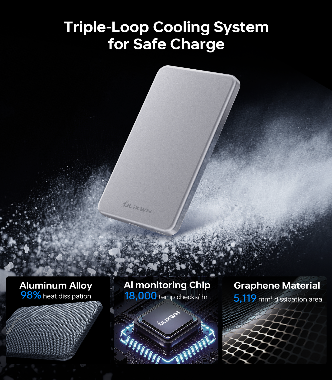 [0.3" Ultra Slim] [Alloy-Made] ULiXWH for Magsafe Portable Charger for iPhone, 2026 Upgrade 5000mAh Fast Charging Magnetic Power Bank, Wireless Battery Pack for iPhone 17 Air 16 15 Pro Max 14, Silver