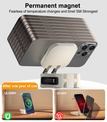ULiXWH Retractable 3-in-1 Charging Station for Appple Decive (White)