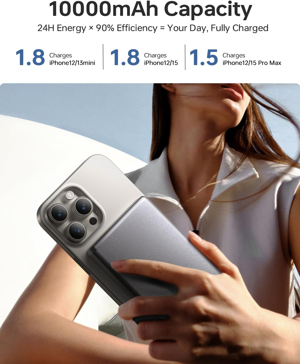 ULiXWH MagS-2 Power Bank (10K, Slim, Glacier Gray)